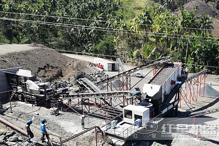 大型流動磕石子機現場 大型流動磕石子機現場